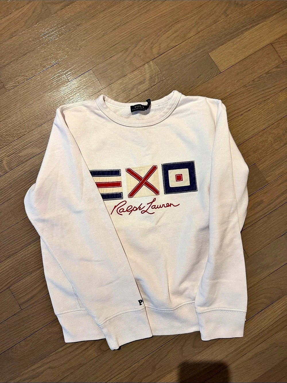 Polo Ralph Lauren Flag Patch Fleece Sweatshirt White Medium
